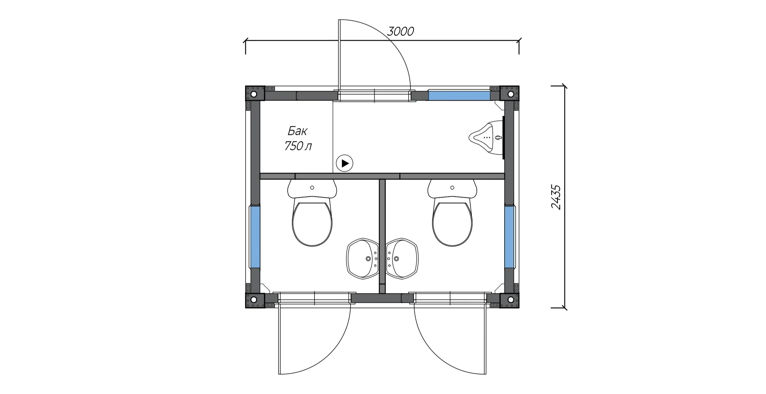WC, shower cabin 3х2.4, Фото 10