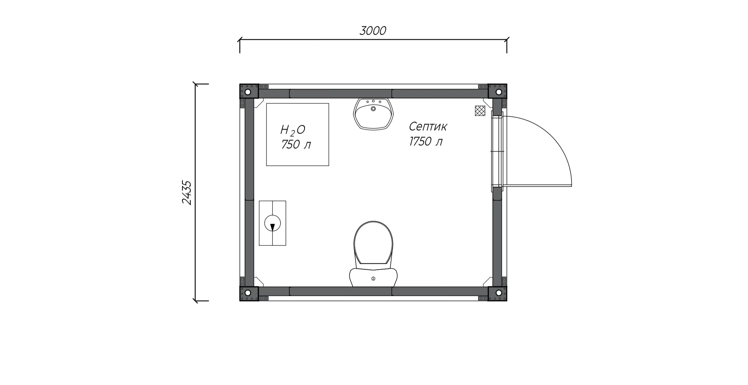 WC, shower cabin 3х2.4, Фото 16