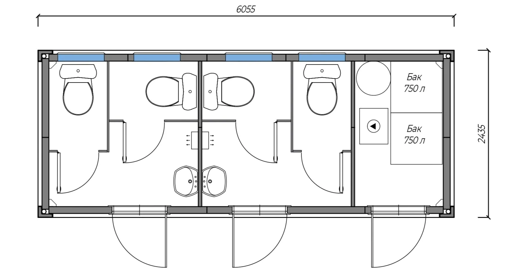 Санитарный блок контейнер 6×2.4, Фото 18